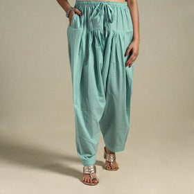 Green Plain Cotton Women Salwar