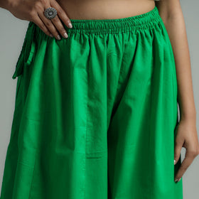 Buy Green - Plain Dyed Cotton Flared Palazzo Online 