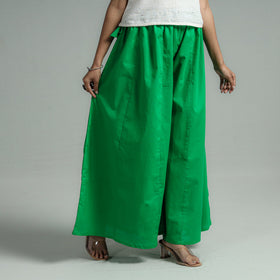 Buy Green - Plain Dyed Cotton Flared Palazzo Online 