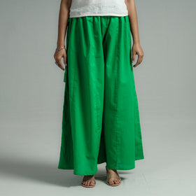 Buy Green - Plain Dyed Cotton Flared Palazzo Online 