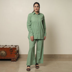 Green - plain dyed cotton co-ord set 06 - handcrafted