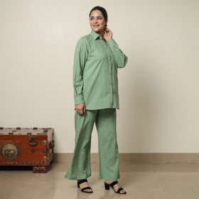 Green - plain dyed cotton co-ord set 06 - handcrafted