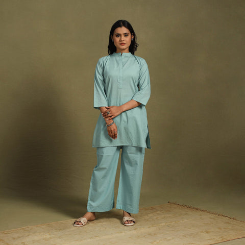 Green Plain Dyed Cotton Co-Ord Set