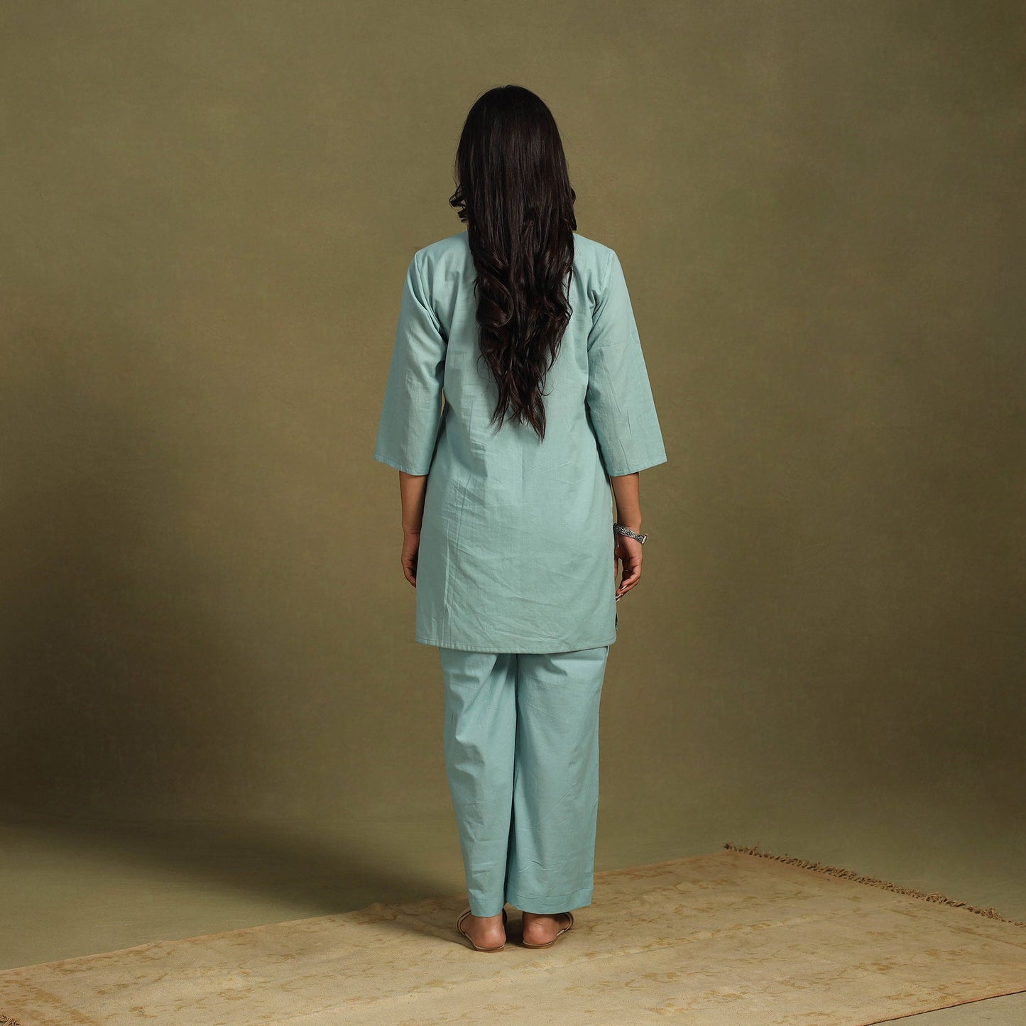 Green Plain Dyed Cotton Co-Ord Set