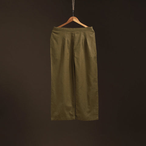 Green - plain flex cotton elasticated palazzo 04