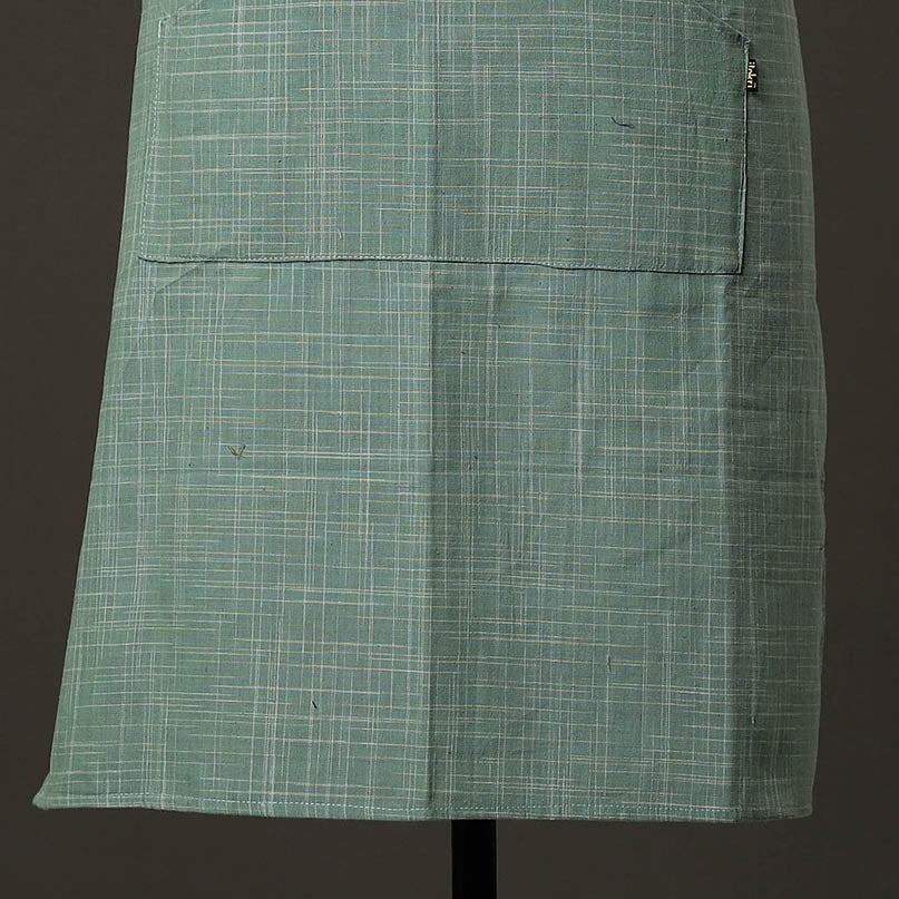 Green Plain Handloom Jhiri Cotton Apron with Pocket 