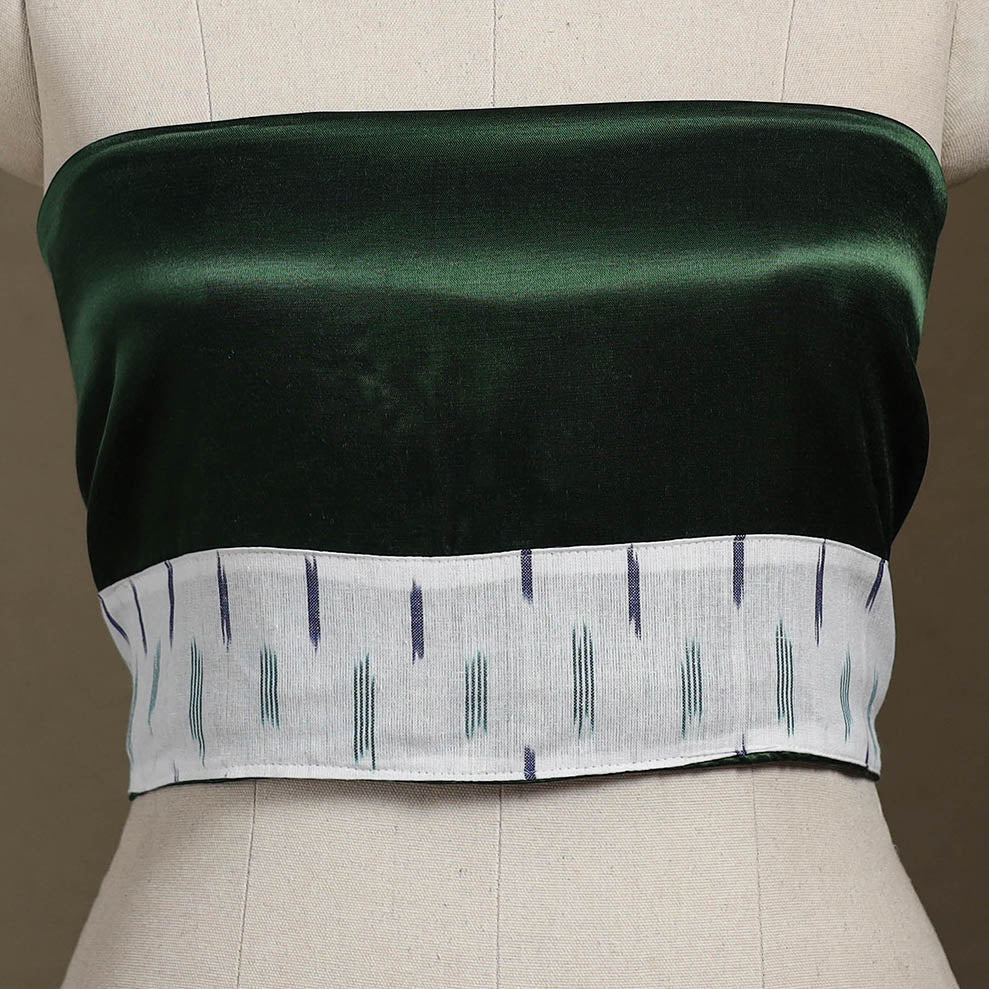 Green Plain Mashru Silk Blouse Piece 