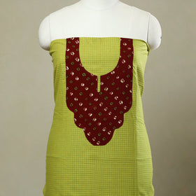 Buy Green Plain Patchwork Cotton Kurta Material