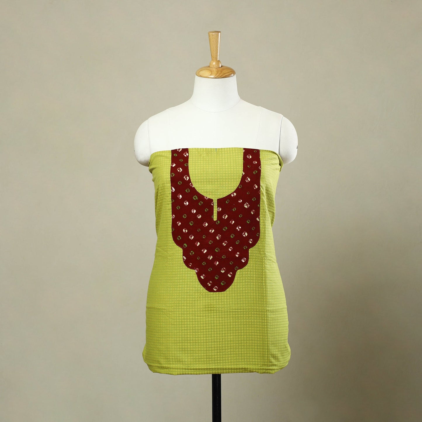 Buy Green Plain Patchwork Cotton Kurta Material
