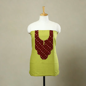 Buy Green Plain Patchwork Cotton Kurta Material