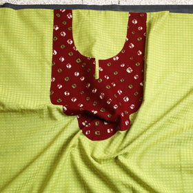 Buy Green Plain Patchwork Cotton Kurta Material