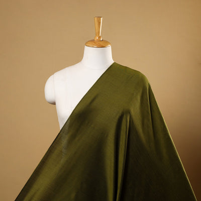 Green Plain Slub Silk Fabric 