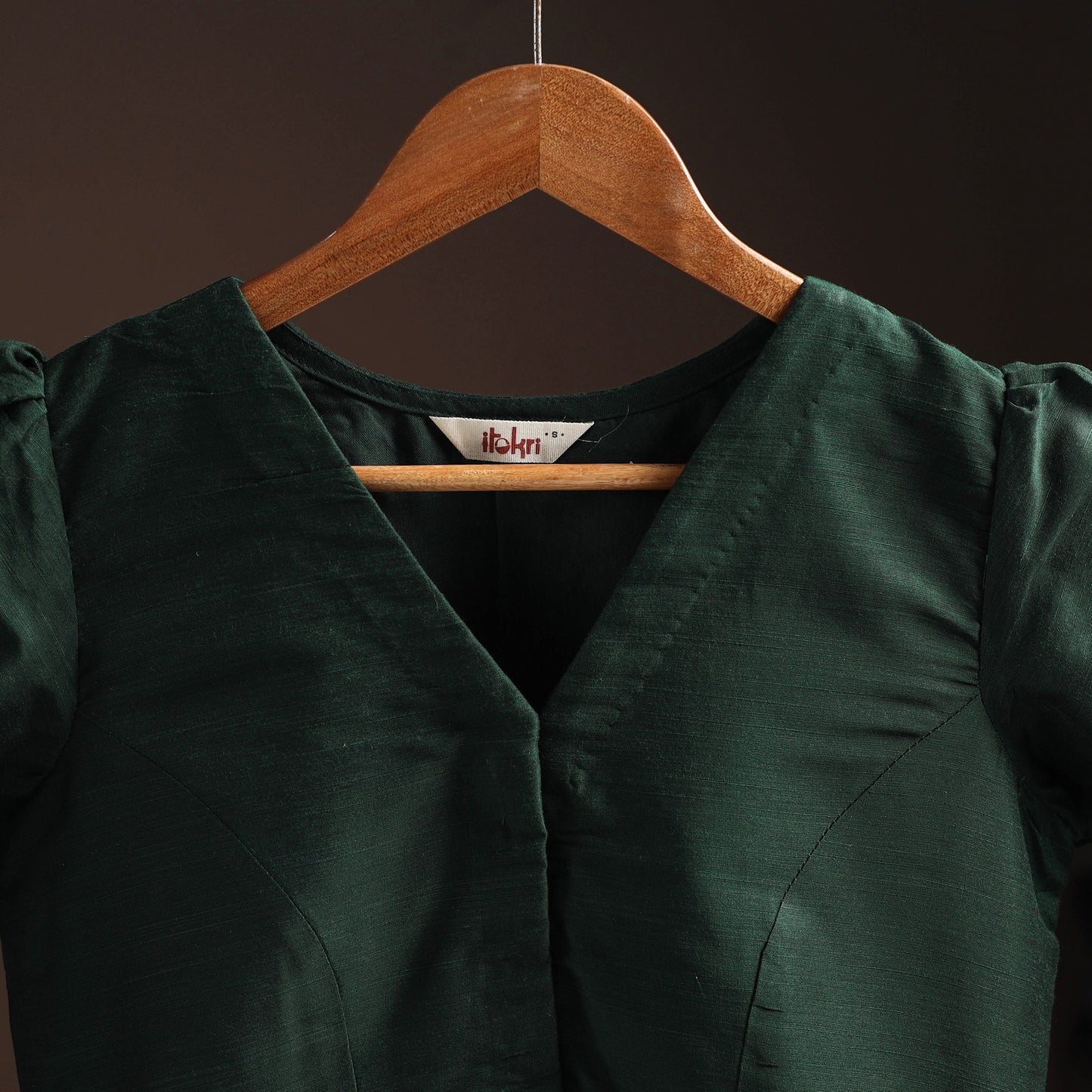 Plain slub silk readymade blouse 17 - handcrafted