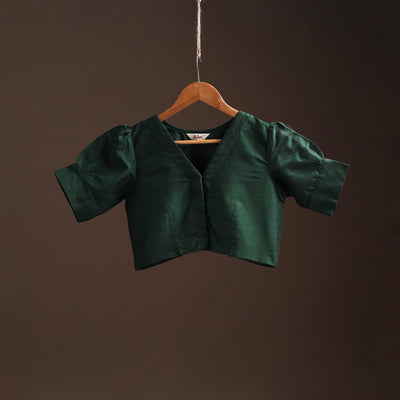 Plain slub silk readymade blouse 17 - handcrafted