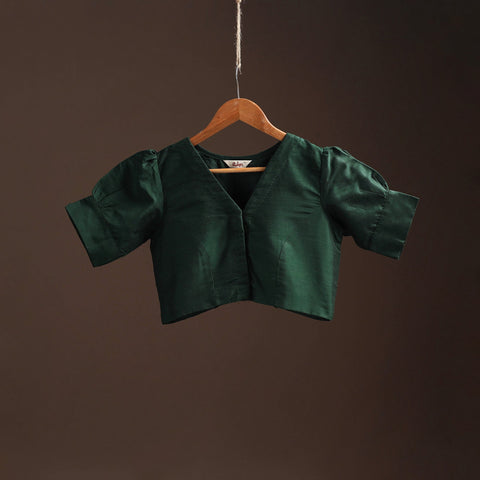 Plain slub silk readymade blouse 17 - handcrafted