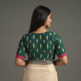 Green - Pochampally Cotton Stitched Ikat Blouse 09