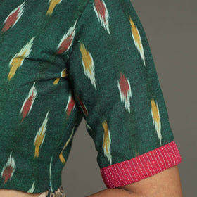 Green - Pochampally Cotton Stitched Ikat Blouse 09