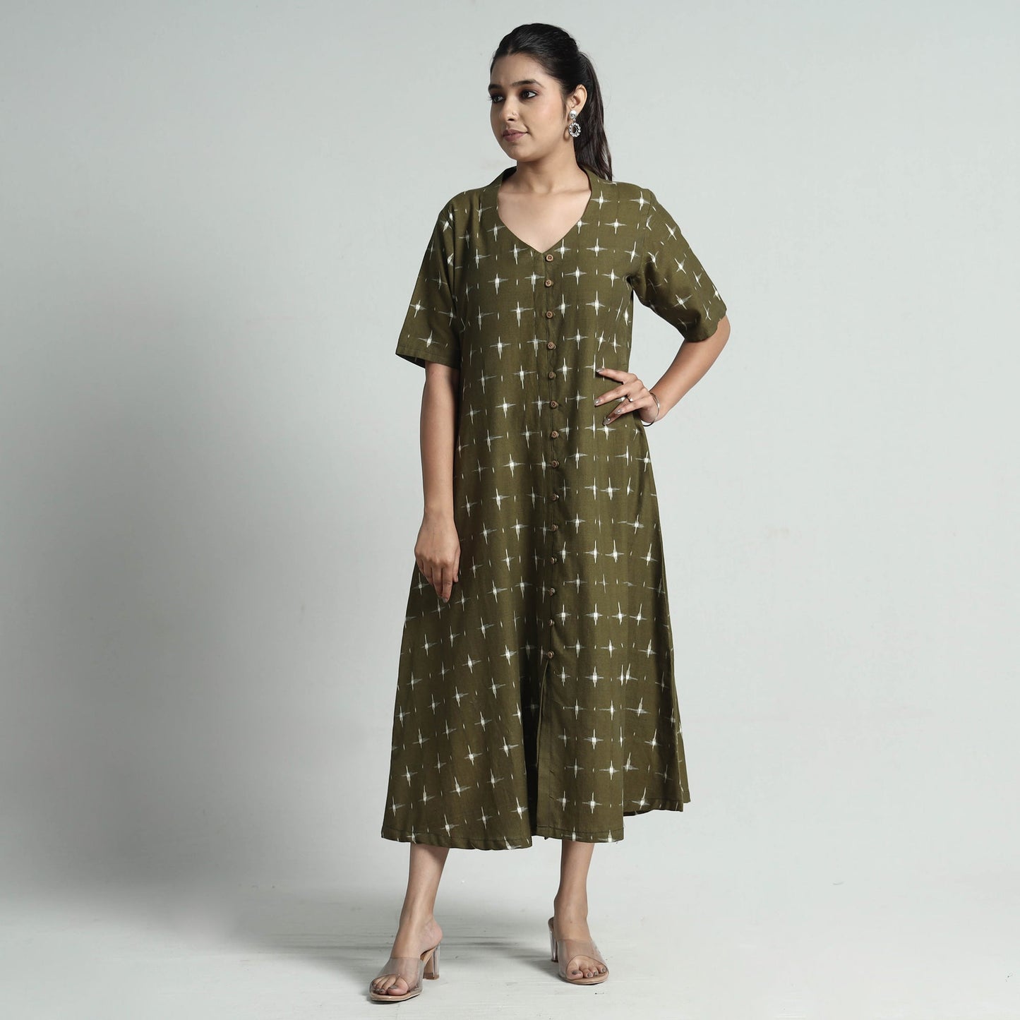  Pochampally Double Ikat Weave Cotton Dress Online l iTokri.com