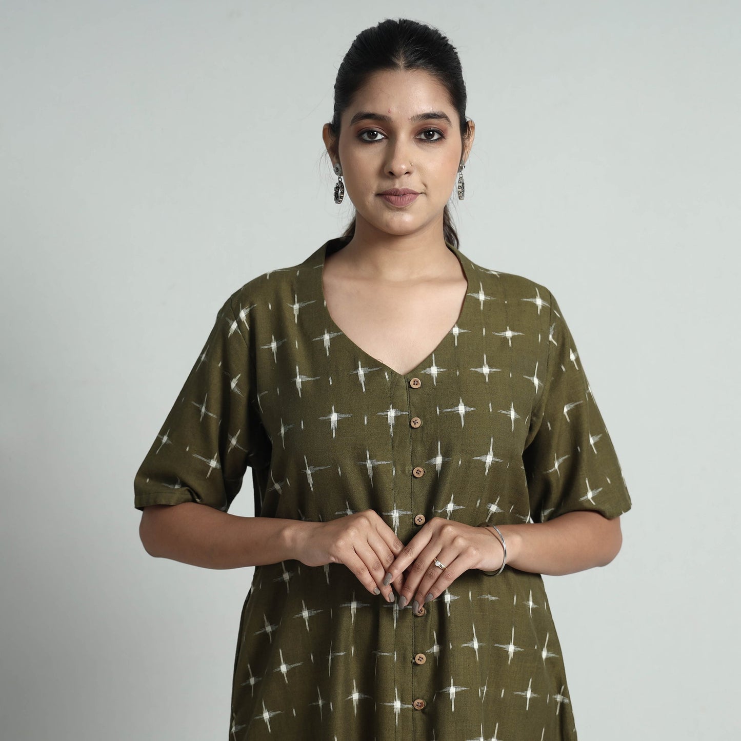  Pochampally Double Ikat Weave Cotton Dress Online l iTokri.com