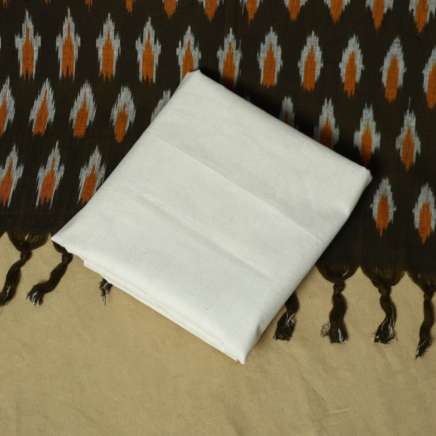 Pochampally ikat 3pc cotton unstitched dress material 24