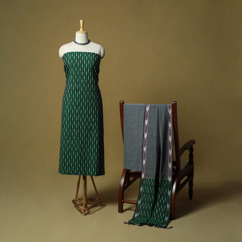 Pochampally ikat 3pc cotton unstitched dress material 25