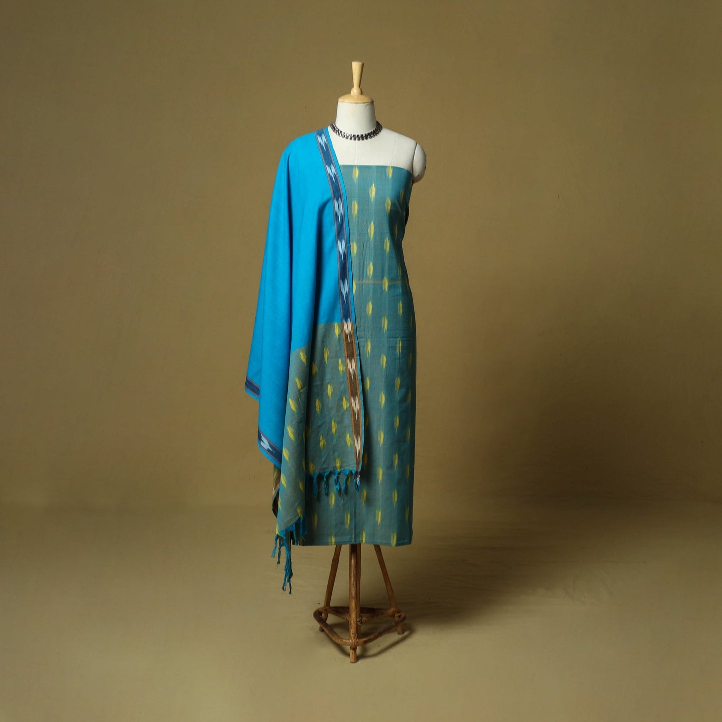 Pochampally ikat 3pc cotton unstitched dress material 37