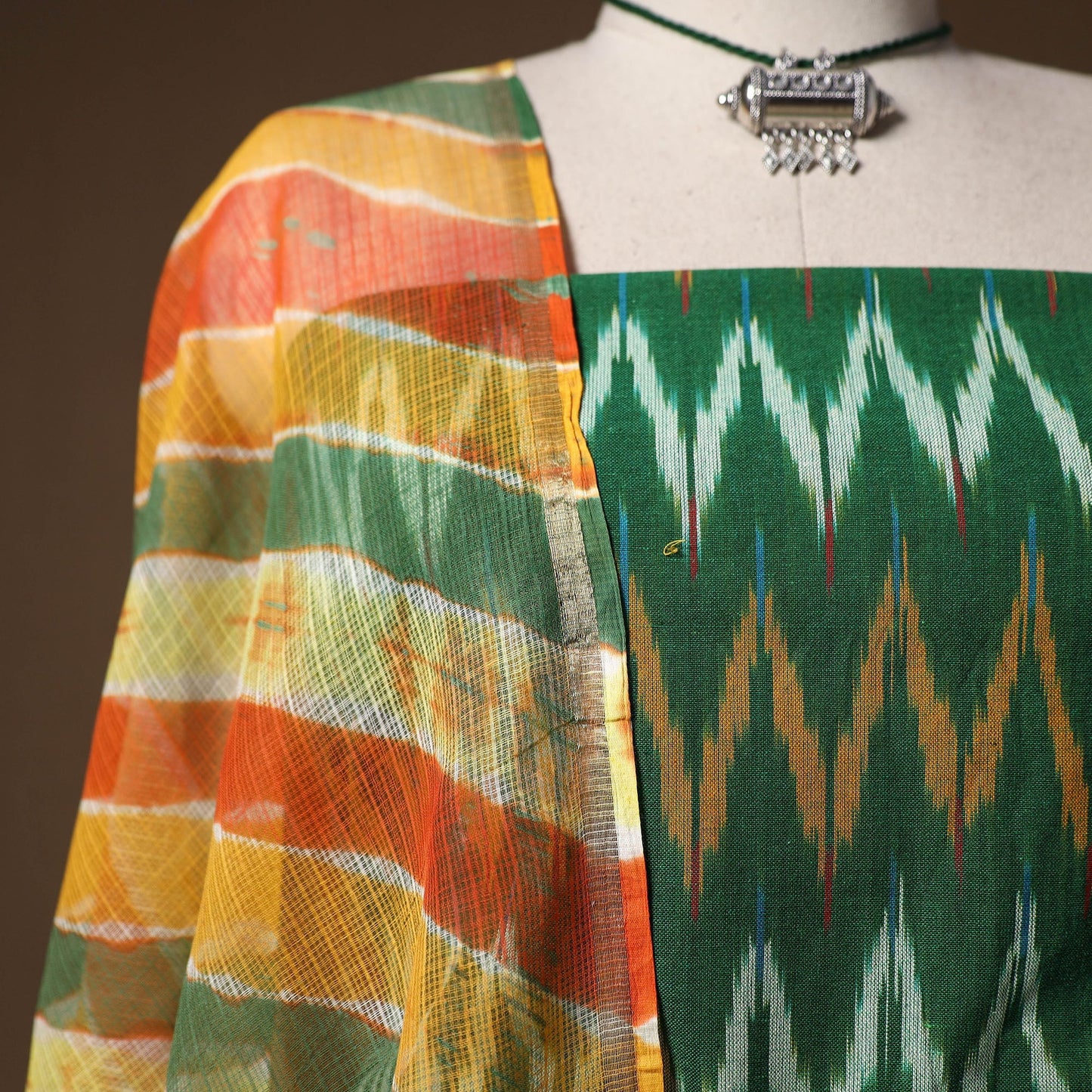 Pochampally ikat cotton 2pc unstitched dress material
