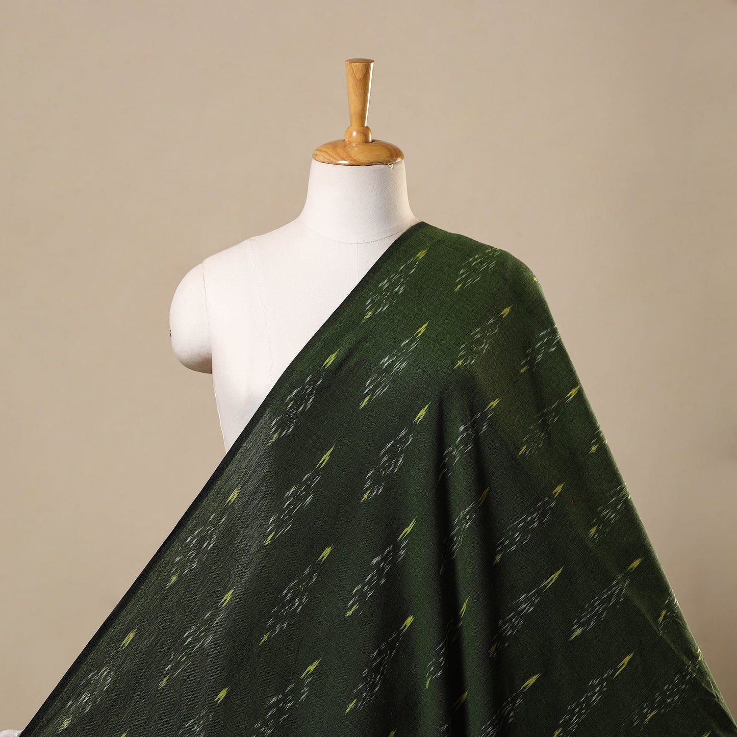 Green - pochampally ikat cotton fabric 07 - handcrafted