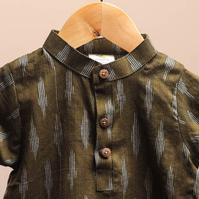 Green - pochampally ikat cotton kids kurta (6-12 months) 08