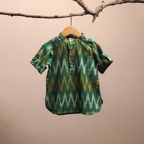 Green - pochampally ikat cotton kids kurta (6-12 months) 10