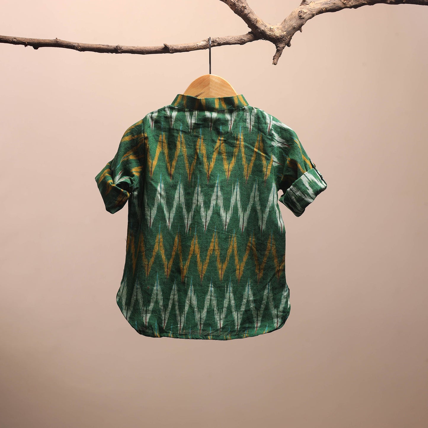 Green - pochampally ikat cotton kids kurta (6-12 months) 10