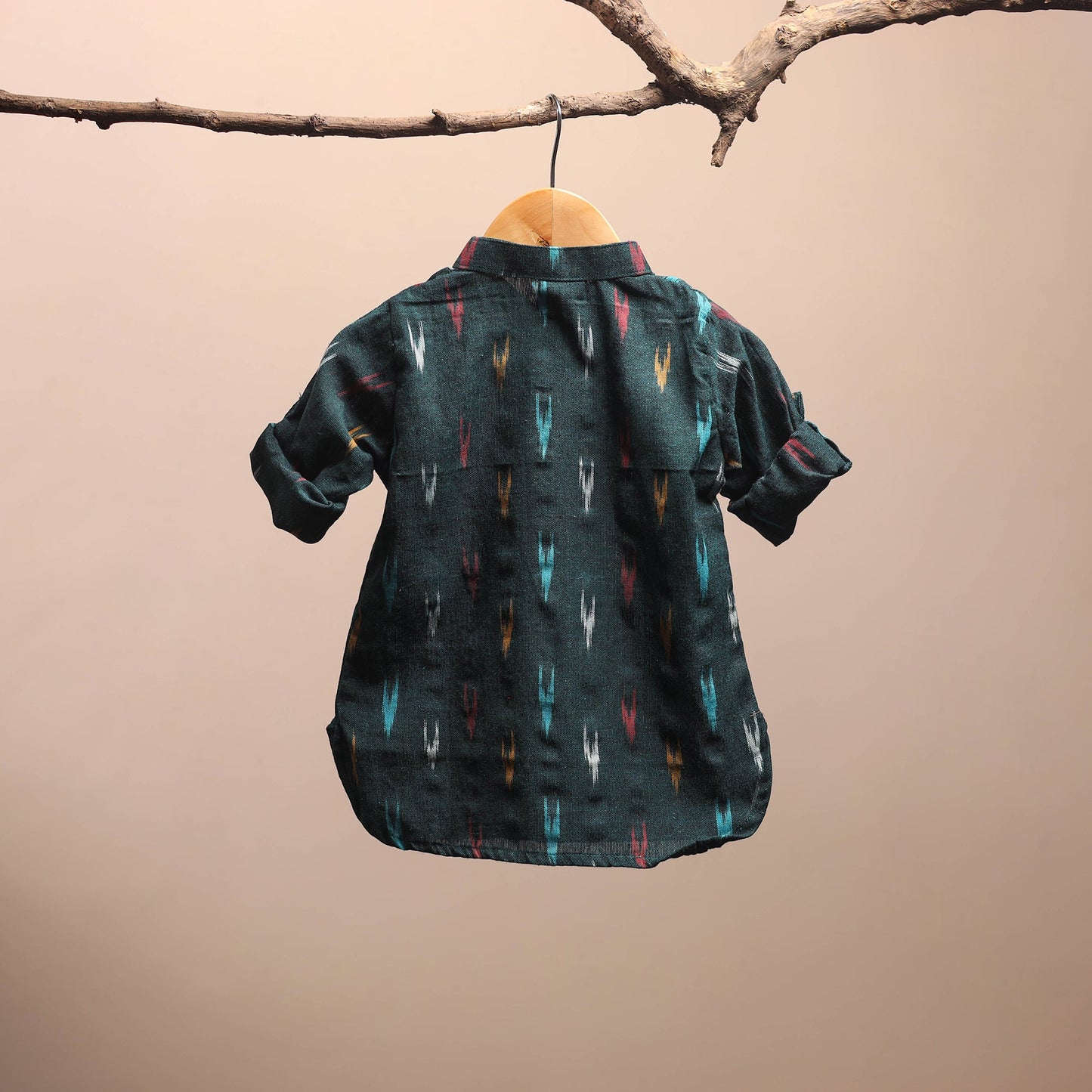 Green - pochampally ikat cotton kids kurta (6-12 months) 19