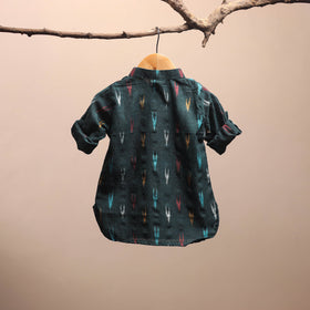 Green - pochampally ikat cotton kids kurta (6-12 months) 19