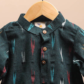 Green - pochampally ikat cotton kids kurta (6-12 months) 19