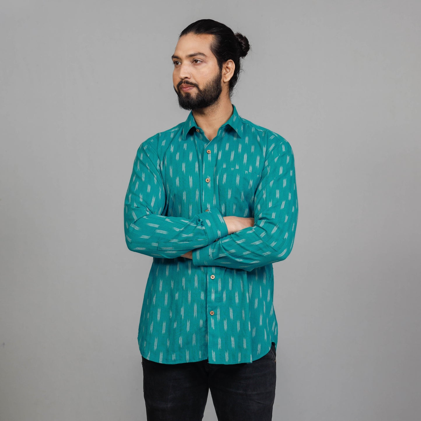 Buy Pochampally Ikat Cotton Men Full Sleeve Shirt Online at iTokri.com
