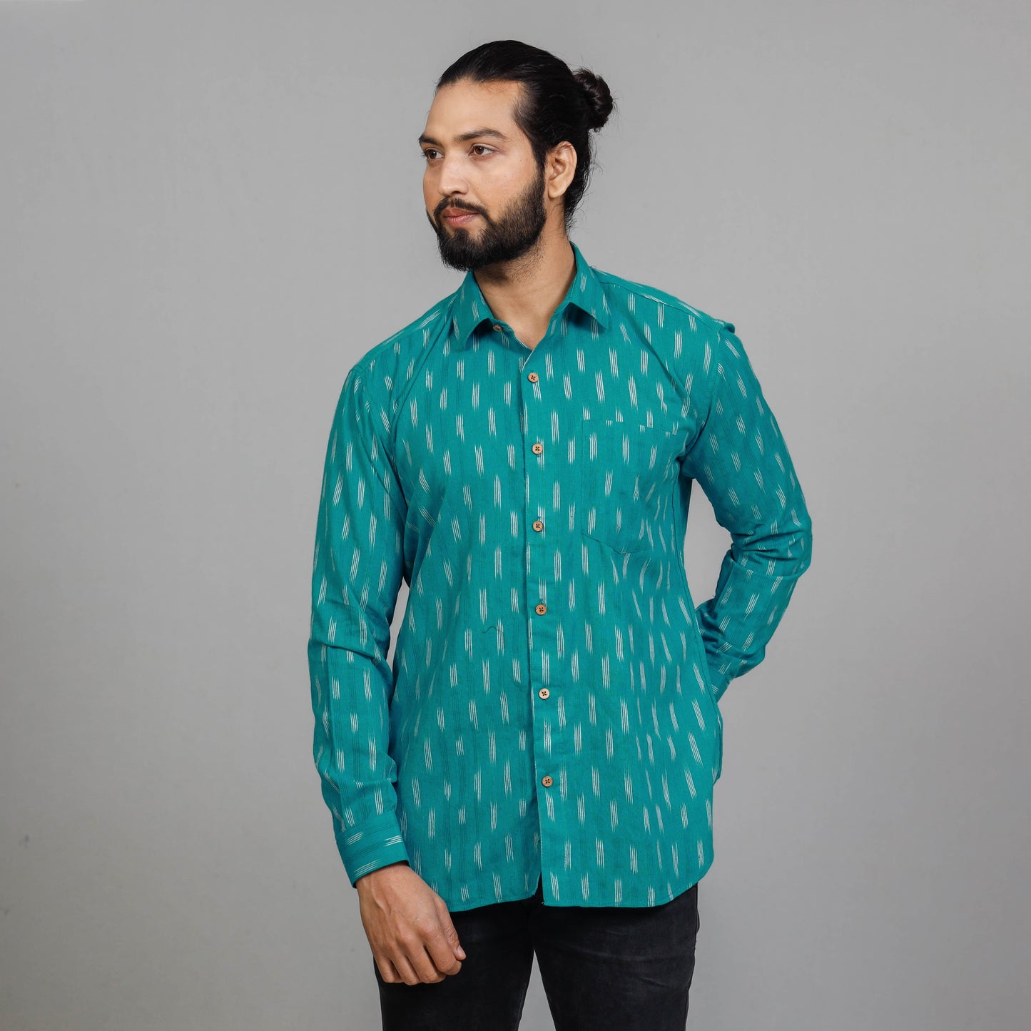 Buy Pochampally Ikat Cotton Men Full Sleeve Shirt Online at iTokri.com