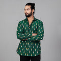 Green - Pochampally Ikat Cotton Men Full Sleeve Shirt