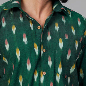 Green - Pochampally Ikat Cotton Men Full Sleeve Shirt