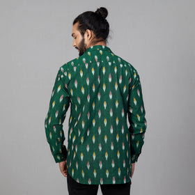 Green - Pochampally Ikat Cotton Men Full Sleeve Shirt