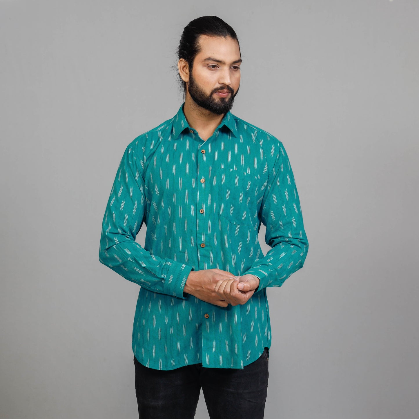 Buy Pochampally Ikat Cotton Men Full Sleeve Shirt Online at iTokri.com