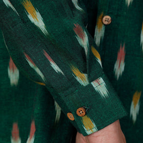 Green - Pochampally Ikat Cotton Men Full Sleeve Shirt