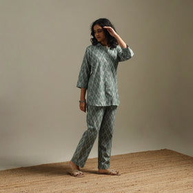 Pochampally ikat cotton night suit set 10 - handcrafted
