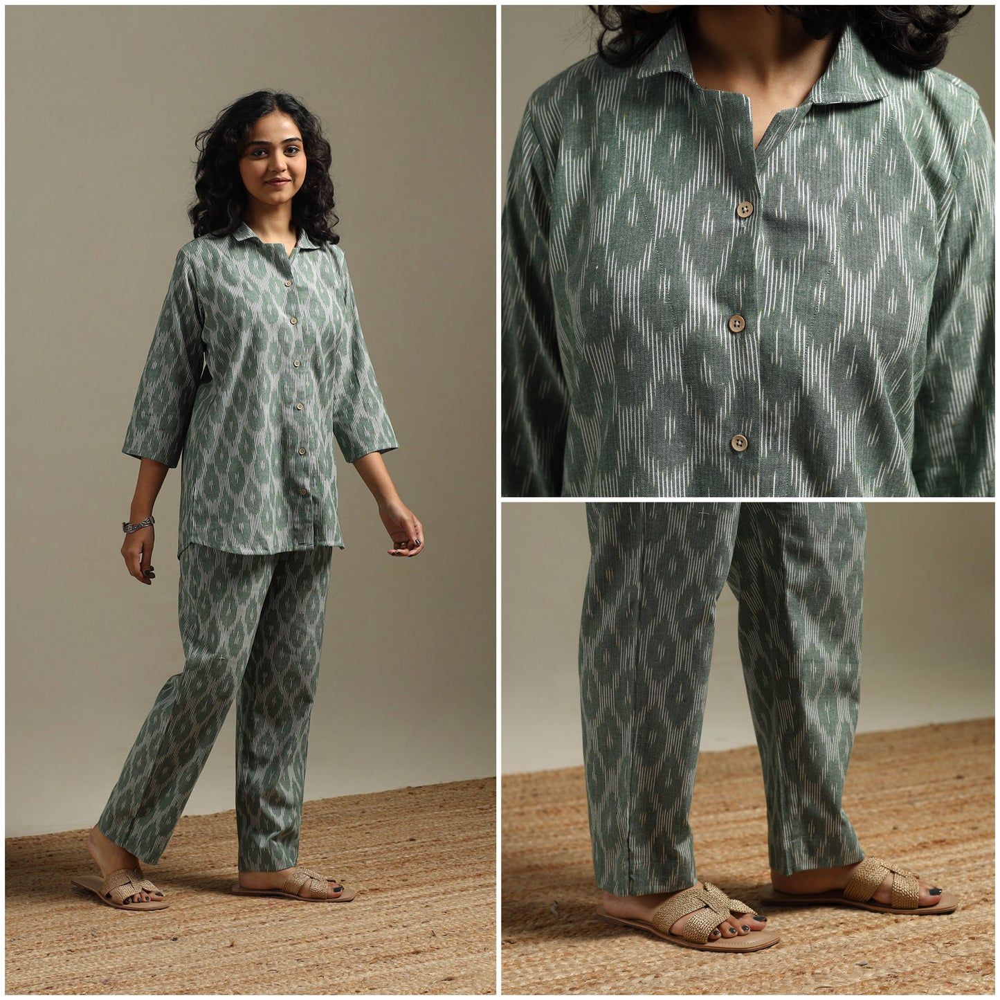 Pochampally ikat cotton night suit set 10 - handcrafted