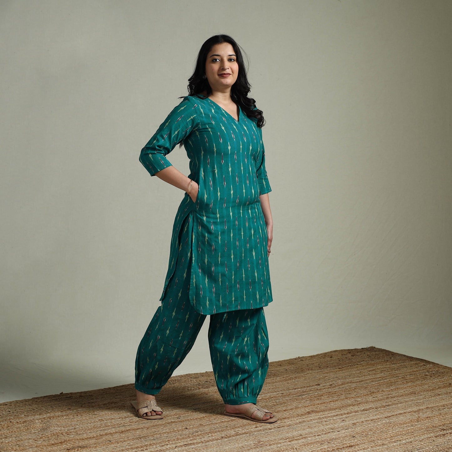 Pochampally ikat cotton co-ord set for women 15