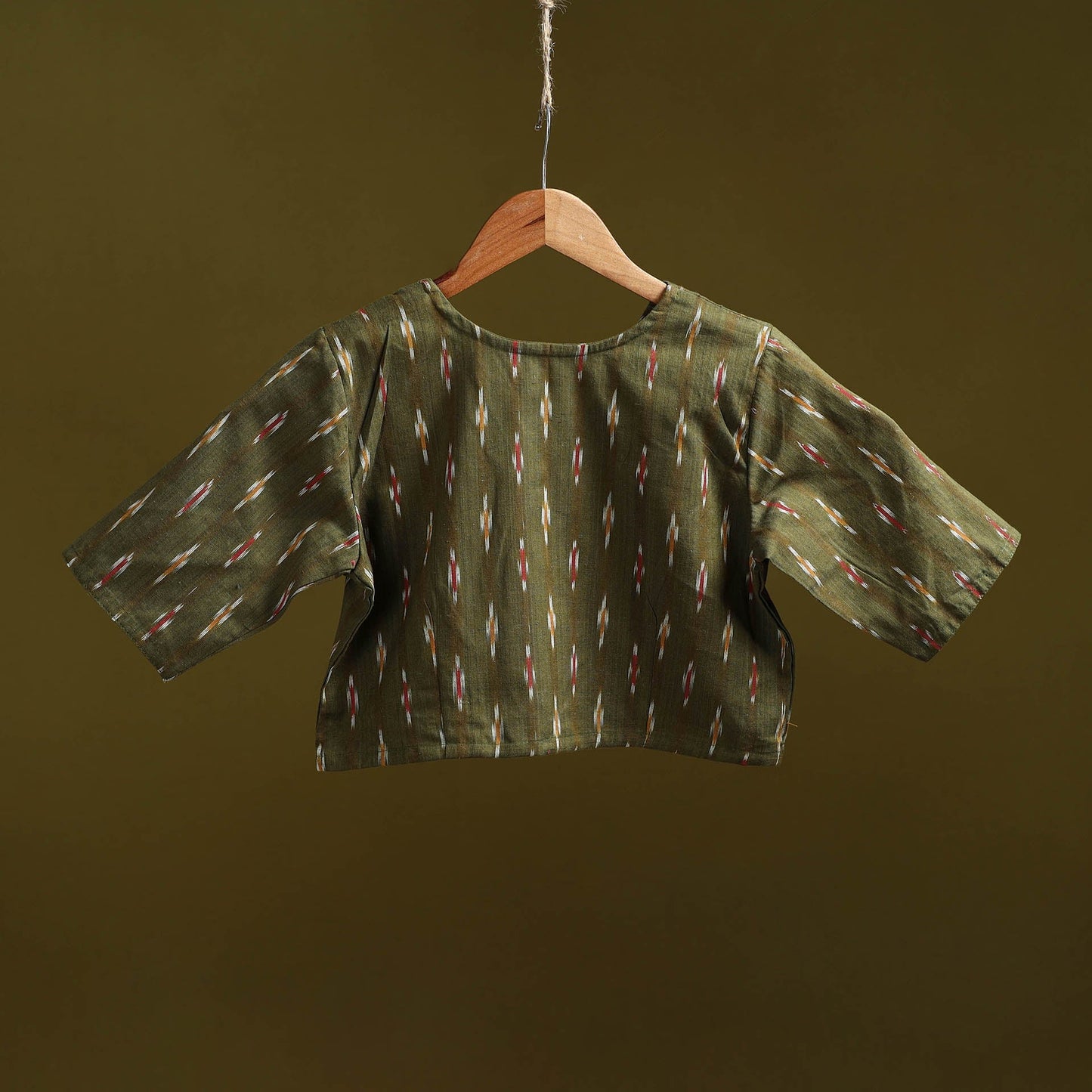 Pochampally ikat cotton readymade blouse 11 - handcrafted