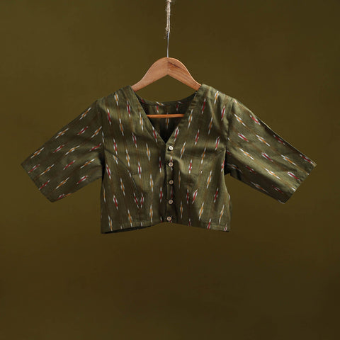 Pochampally ikat cotton readymade blouse 11 - handcrafted