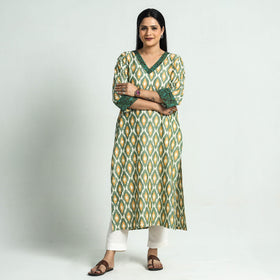 Green Pochampally Ikat Cotton Straight Kurta