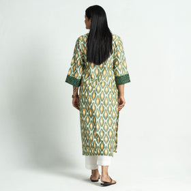 Green Pochampally Ikat Cotton Straight Kurta