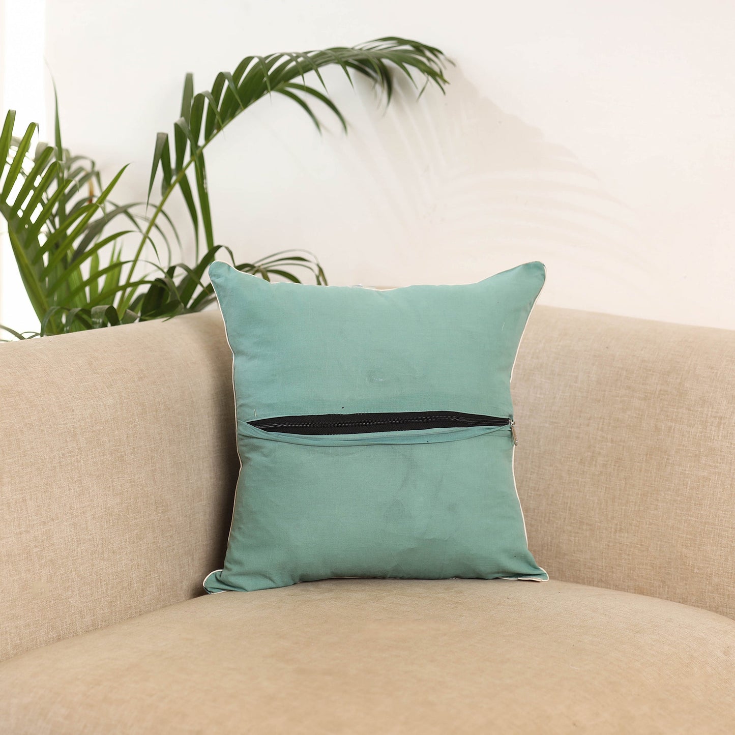 Green - pochampally ikat cushion cover 16 - handcrafted