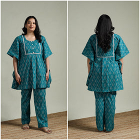 Pochampally ikat lace work cotton co-ord set for women 07